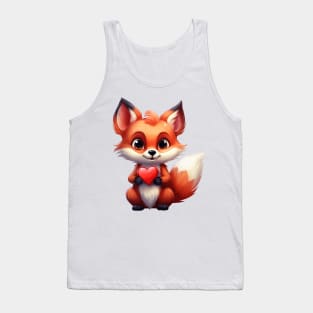 Valentine Fox Holding Heart Tank Top